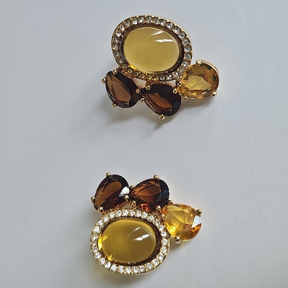 Kate Spade Gold and Brown Crystal  Cluster Earrings - Picture 1 of 6